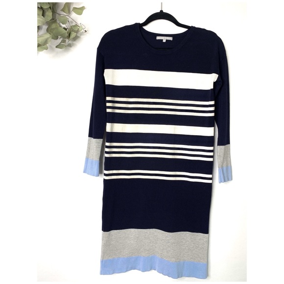 Oliver Bonas Blue Vivid Stripe Knitted Dress sz 8 - Picture 2 of 8